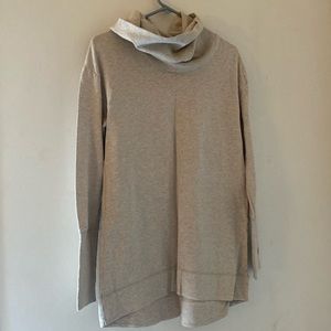 Women’s Cowl Neck Light Tan Long Sleeve Top - Size Large